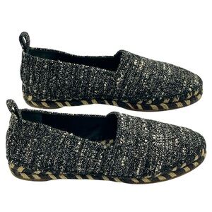 Proenza Schouler Marbled Black & White Tweed Espadrille Flats Size 9.5 US